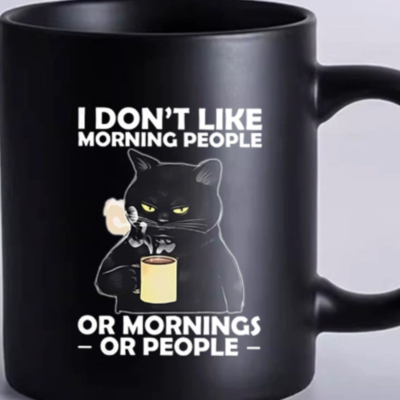 I don't like morning people - cicás bögre fekete - 300 ml